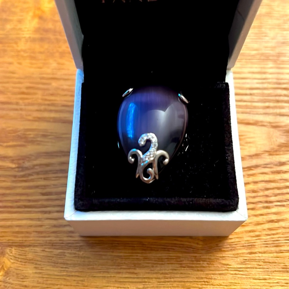 925 Silver Large Cocktail Ring With Amethyst Tiger Eye